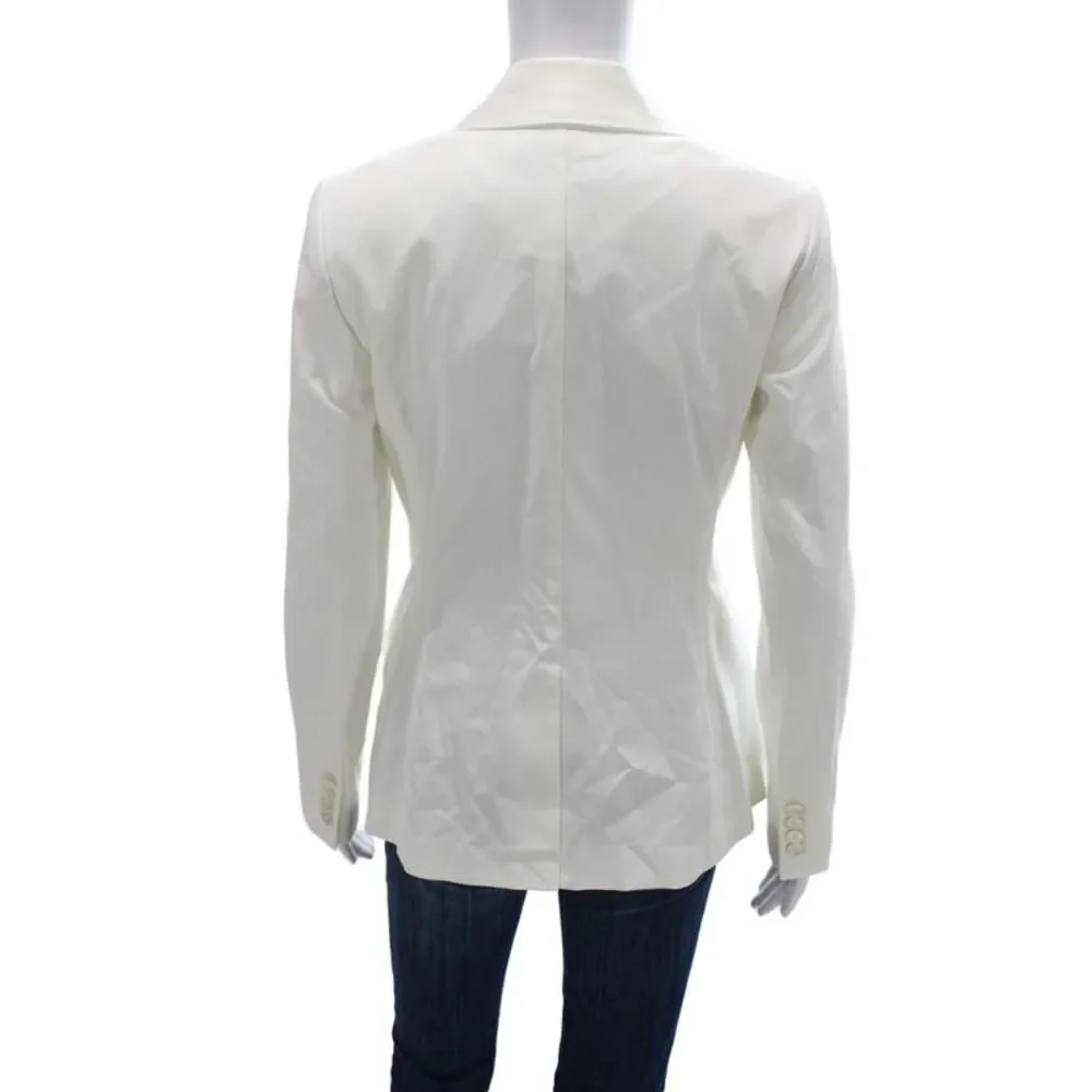 Brooks Brothers Womens Basic Jacket White Cotton Blend Long Sleeve Size 2